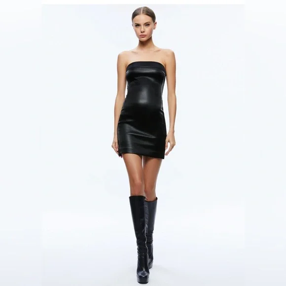 Alice + Olivia Women's Kelly Faux-Leather Minidress - Black - Size 8